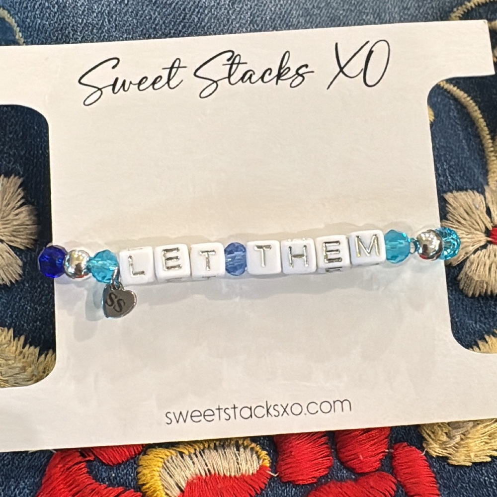 Graphic “Let Them” Sterling Silver Beaded Bracelet